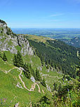 Blick hinunter zum Aufstiegsweg