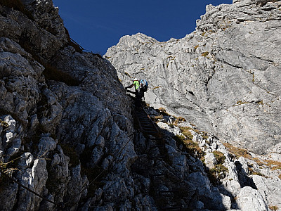 Leitern im B-Gelände bilden den Einstieg