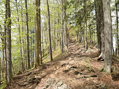 Auf dem Bergrücken geht es nach Westen zur Kapelle