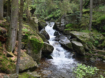 Ein kleinerer Wasserfall im oberen Bereich