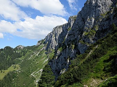 Der Blick nach Osten zu unserem Aufstiegsweg