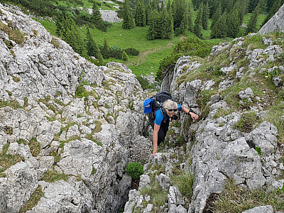 Schön sind hier Tritte und Griffe zu finden