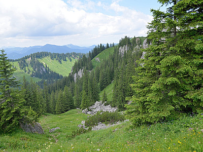 Vom Sattel steigen wir nach Nordosten ab