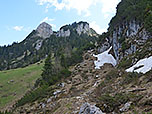 Wir treffen auf einen Querweg und wenden uns nach links...