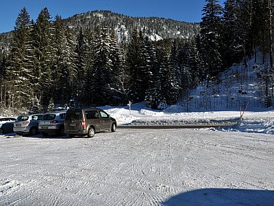 Der Parkplatz kurz vor der Grenze zu Österreich