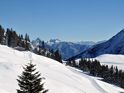 Blick auf die Rodelbahn nach Osten