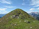 Die grasige Gipfelkuppe der Rotwandlspitze