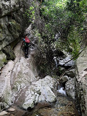 Hier hält man sich links und steigt aus der Klamm auf.