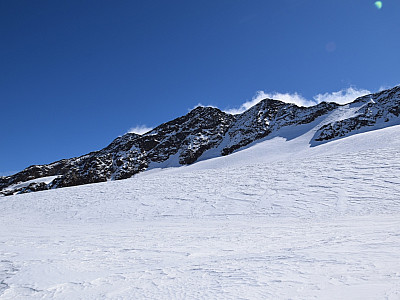 Der Ausblick über den Hohenferner zu den 3 Veneziaspitzen