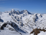 Die Königsspitze, der Monte Zebru und der Ortler vom Gipfel der Köllkuppe