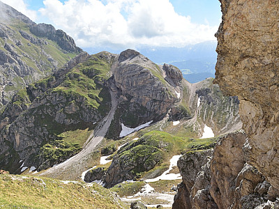 Der Blick Richtung noch verdeckten Peitlerscharte