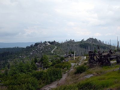 Nach Nordwesten blicken wir auf den Dreisesselberg zurück