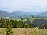 Blick Richtung Kössen und zu den südlichen Chiemgauer Alpen