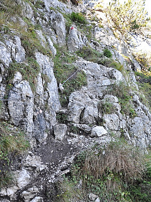 Beginn der Drahtseilsicherung