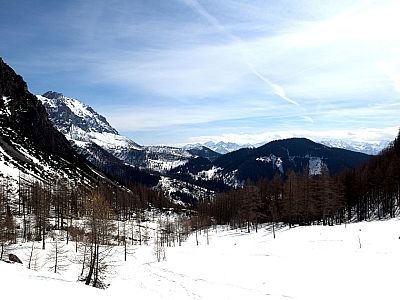 Der Ausblick zurück auf die Aufstiegsroute