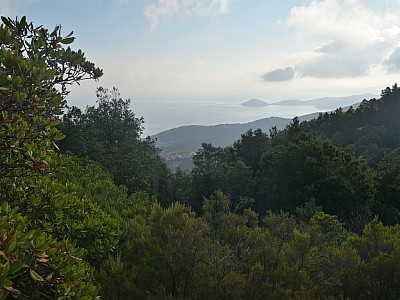 Nach Nordosten hat man einen recht schönen Blick auf das Meer und Poggio
