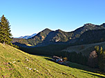 Blick hinunter zur Weißenalm