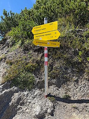 Wer den Stripsenkopf ausgelassen hat, stößt hier wieder auf die Abstiegsroute