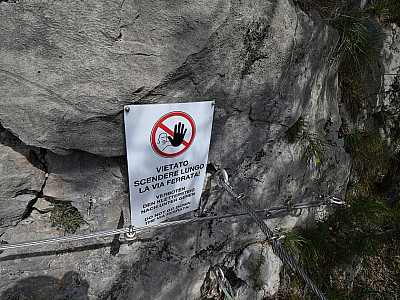 Der Klettersteig darf nur zum Aufstieg genutzt werden!