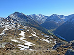 Links im Bild die Jaufenspitze, hinten mittig das Penser Weißhorn