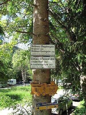 Wegweiser beim Parkplatz