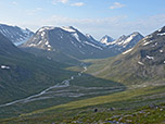 Blick Richtung Süden über den Gletscherfluss Visa