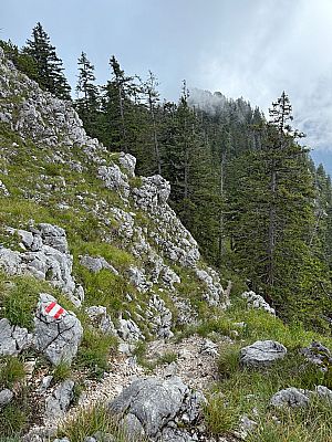 Über einen schrofigen Hang...