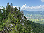Blick zurück zu den Gipfelfelsen