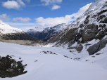 Vor uns die unteren Eismassen des Morteratschgletschers