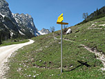 Kurz nach der Alm geht es rechts weg