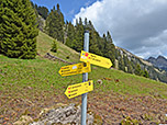 Wegweiser am Bäckenalmsattel