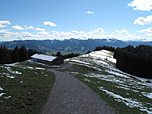 Rückblick über die Wackersbergalm Richtung Heigelkopf