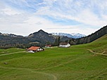 Blick über die Laglerhütte zum Kaisergebirge