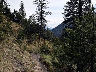 Über einen Pfad wandern wir zum Gwänd