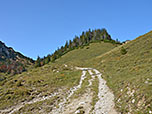 Nun halten wir uns rechts und wandern steiler bergauf