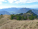 Blick zu Geigelstein, Hochplatte und Kampenwand, mittig im Hintergrund der Wendelstein