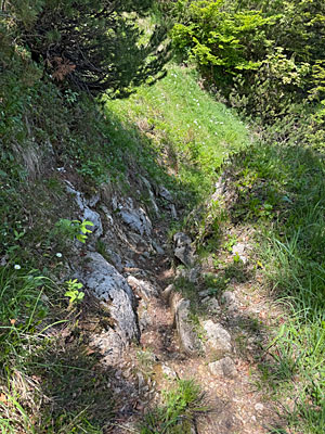 Nach einer kurzen schrofigen Rinne...