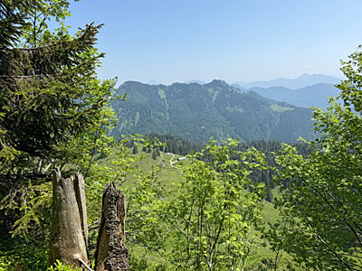 Blick hinunter zur Bischofsfellnalm