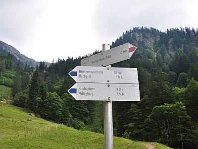 Wegweiser hinter der Alm