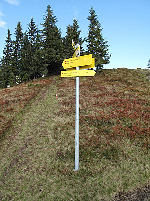 Wegweiser unterhalb des Gipfels