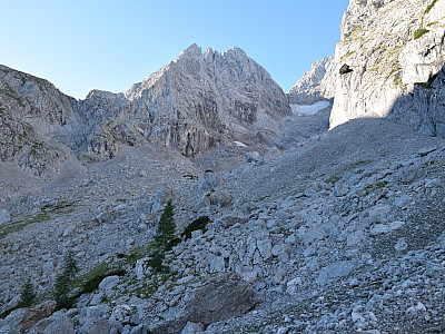 Der Blick nach links auf die Reste des Blaueisgletschers