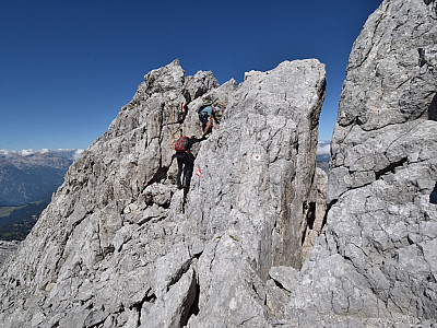 Kletterspaß kurz vor dem Gipfel