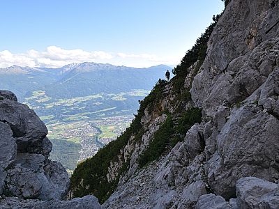 Hier verlassen wir die Rinne nach rechts