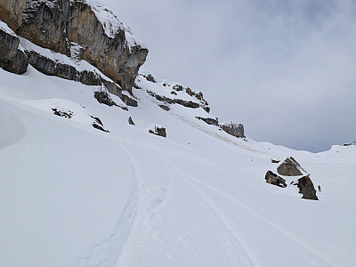 Die Aufstiegsrinne ist von unten nicht zu sehen