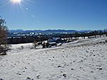 Blick zu den Ammergauer Alpen und den Tannheimer Bergen