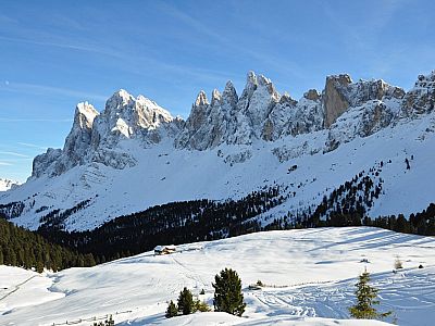 Die Geislerspitzen vom Sattel aus