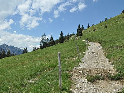 Hinter der Alm beginnt der finale Gipfelaufstieg