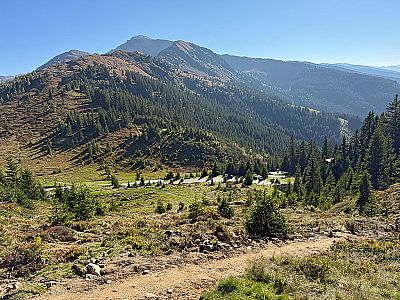 Wir wenden uns nach links und wandern zum Loassattel hinunter