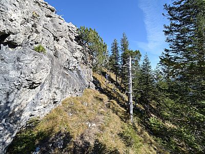Hier umgehen wir den Felsen auf der Südseite