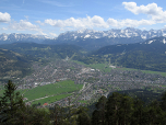 Karwendelgebirge, Garmisch-Patenkirchen und der östliche Teil des Wettersteingebirges.